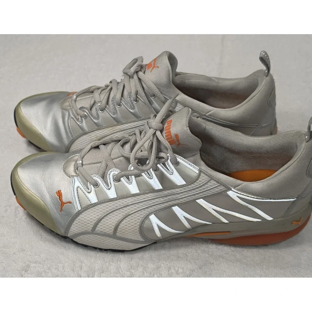 Puma Chrome Silver/Grey with Orange Accents Sneakers Size 13 US